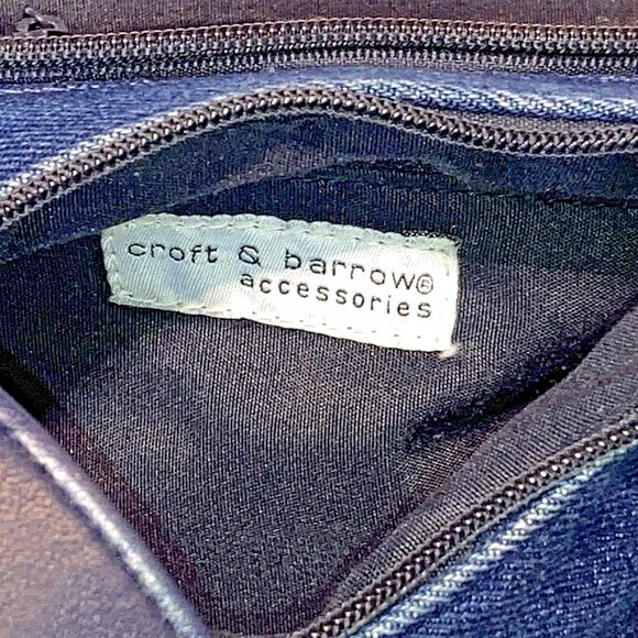 1970s 10X7 8 Pkt Croft & Barrow Denim Jean Embroidered Floral Shoulder Bag Purse - Picture 5 of 7